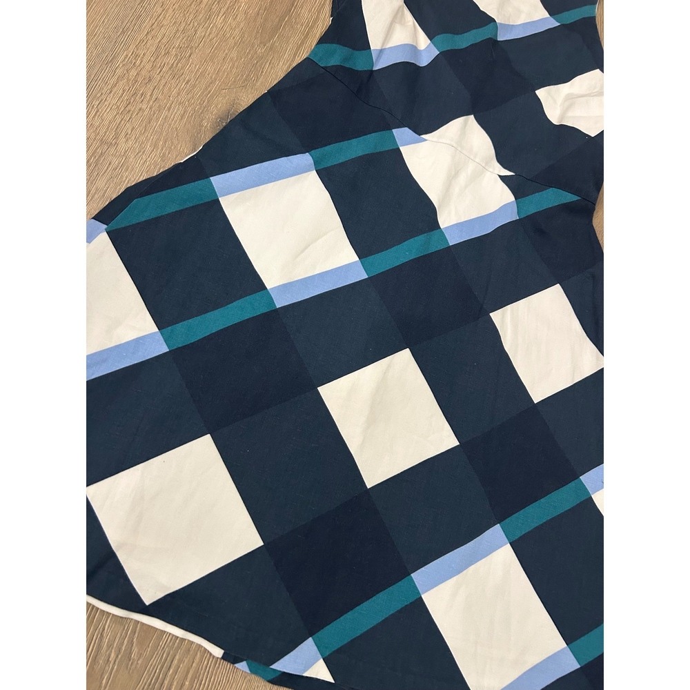 Ann Taylor Factory Navy Blue Plaid Fit and Flare Sleeveless Dress Size 8 - Picture 5 of 10
